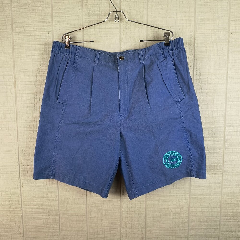 NOS Vintage 90s L.A. Gear Men's Chino Shorts Blue Baggy Embroidered Logo New